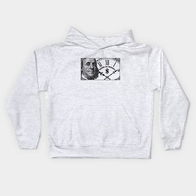 Benjamin Franklin "Time is money". Kids Hoodie by Alex Birch